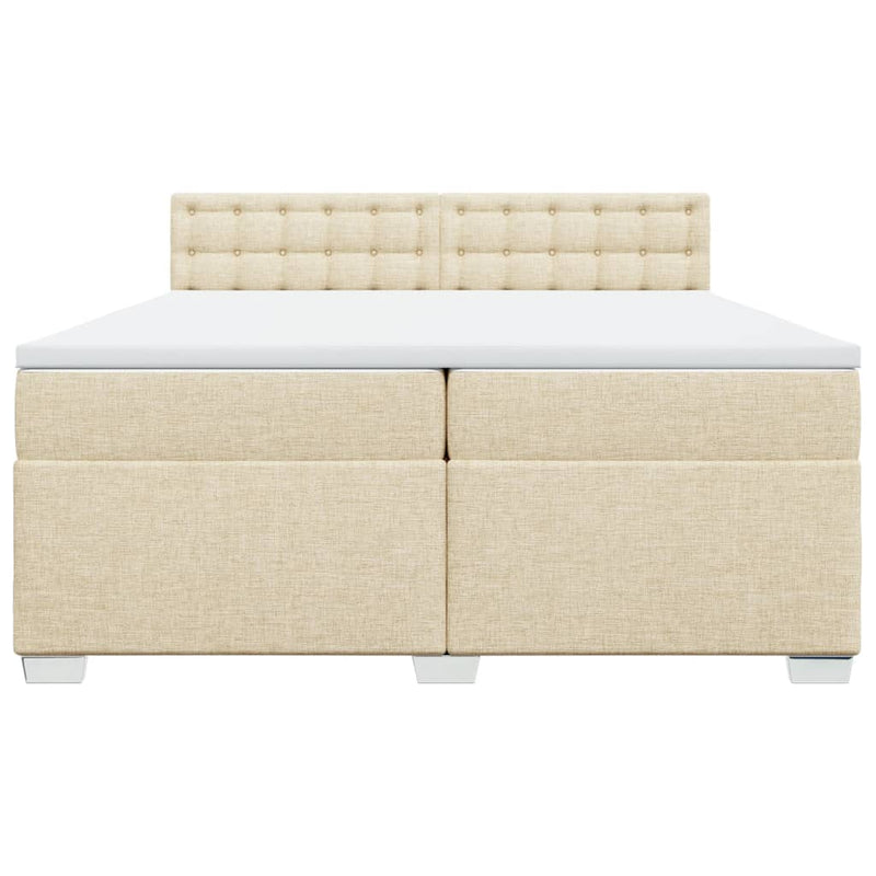 Pat box spring cu saltea, crem, 200x200 cm, textil