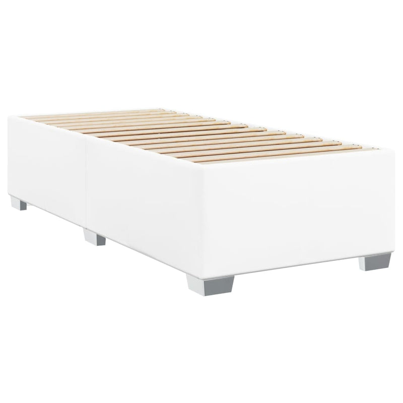 Pat box spring cu saltea, alb, 80x200 cm, piele ecologică