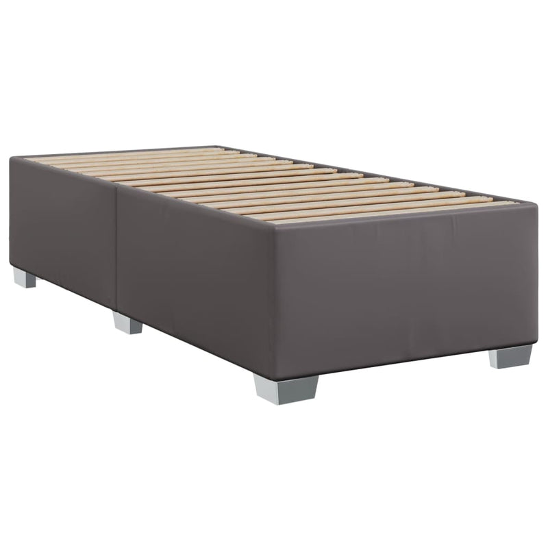 Pat box spring cu saltea, gri, 80x200 cm, piele ecologică