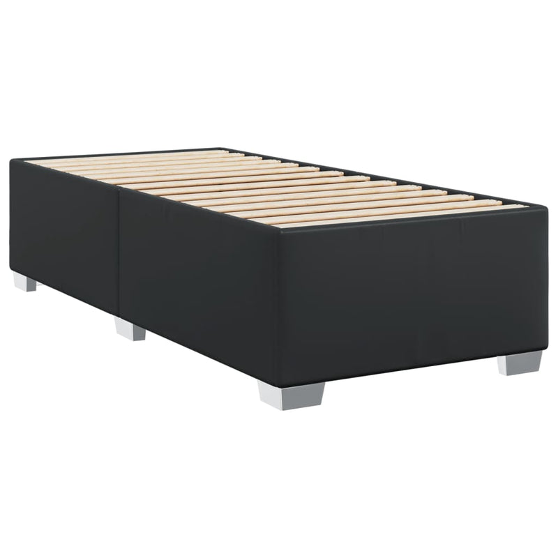 Pat box spring cu saltea, negru, 90x190 cm, piele ecologică