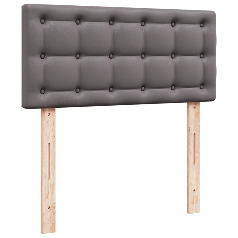 Pat box spring cu saltea, gri, 90x190 cm, piele ecologică