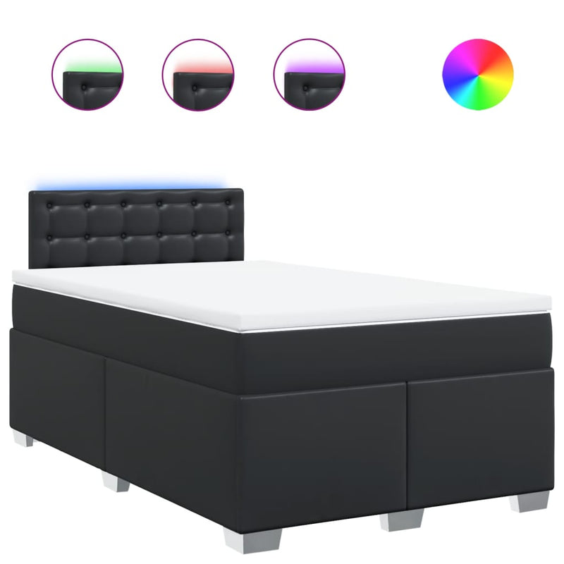 Pat box spring cu saltea, negru, 120x190 cm, piele ecologică