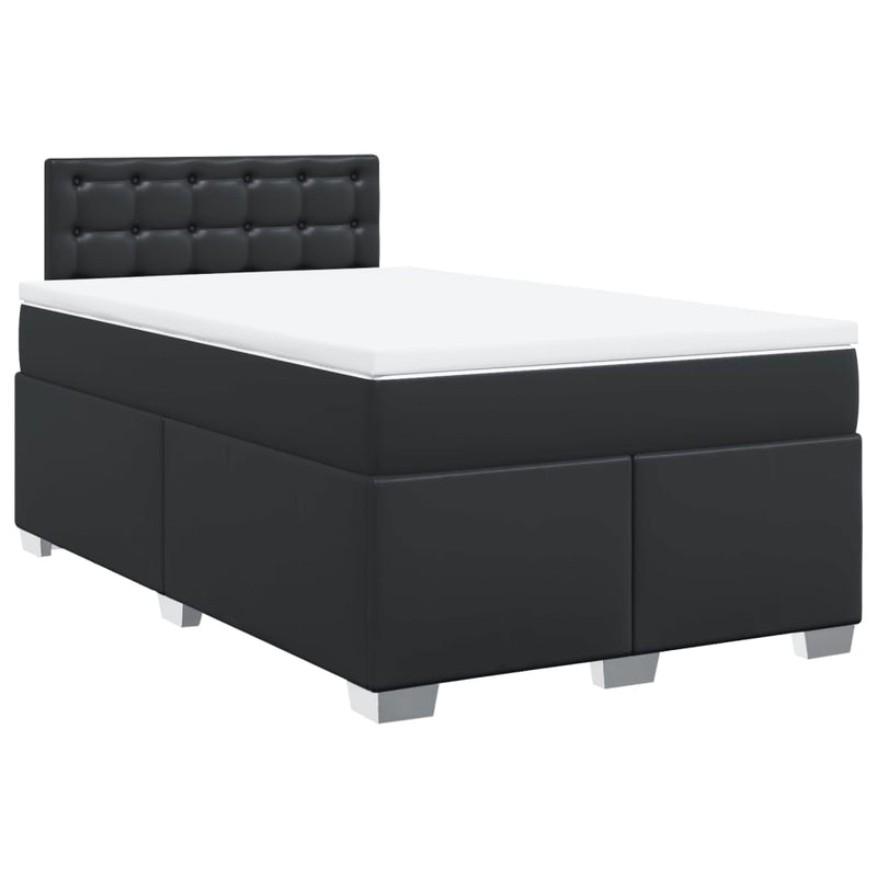 Pat box spring cu saltea, negru, 120x190 cm, piele ecologică