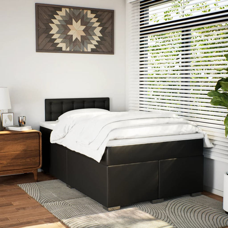 Pat box spring cu saltea, negru, 120x190 cm, piele ecologică