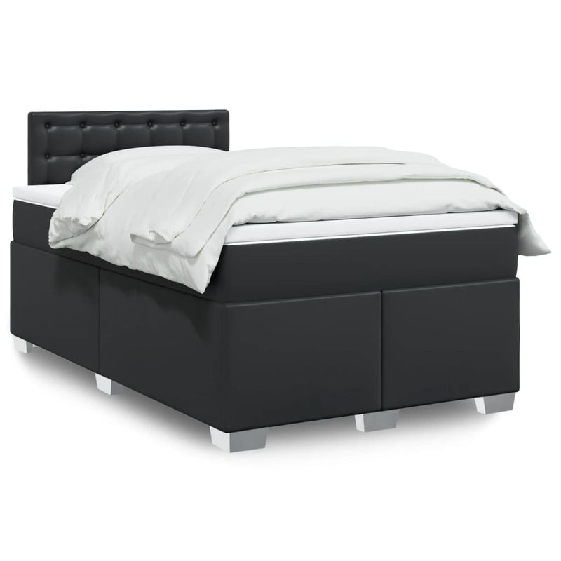 Pat box spring cu saltea, negru, 120x190 cm, piele ecologică