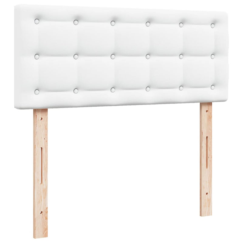 Pat box spring cu saltea, alb, 120x190 cm, piele ecologică