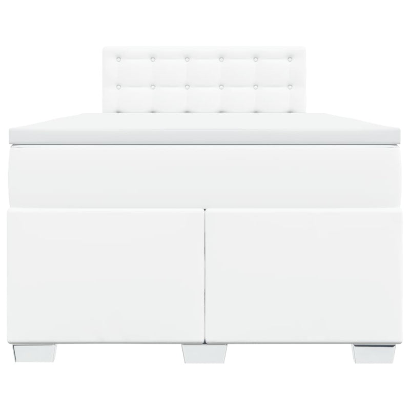Pat box spring cu saltea, alb, 120x200 cm, piele ecologică