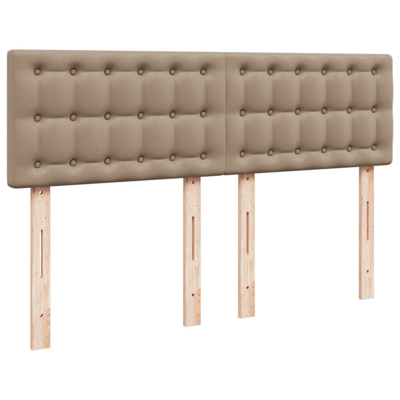 Pat box spring cu saltea, cappuccino, 140x190cm piele ecologică