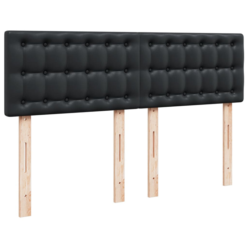 Pat box spring cu saltea, negru, 140x200 cm, piele ecologică