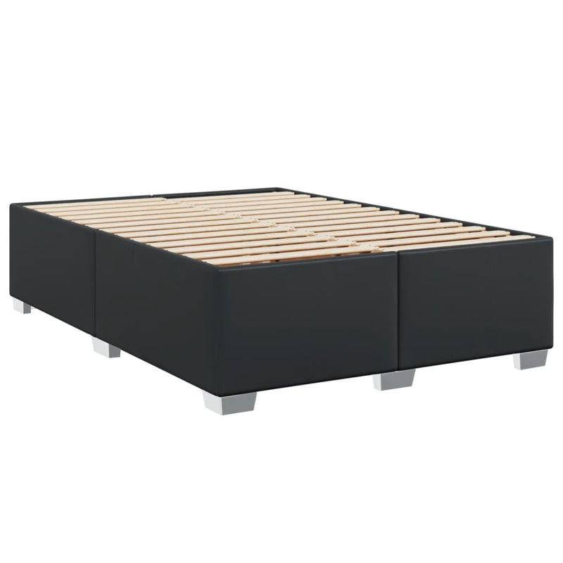 Pat box spring cu saltea, negru, 140x200 cm, piele ecologică