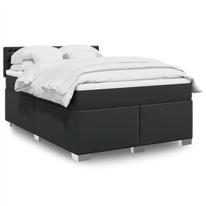 Pat box spring cu saltea, negru, 140x200 cm, piele ecologică
