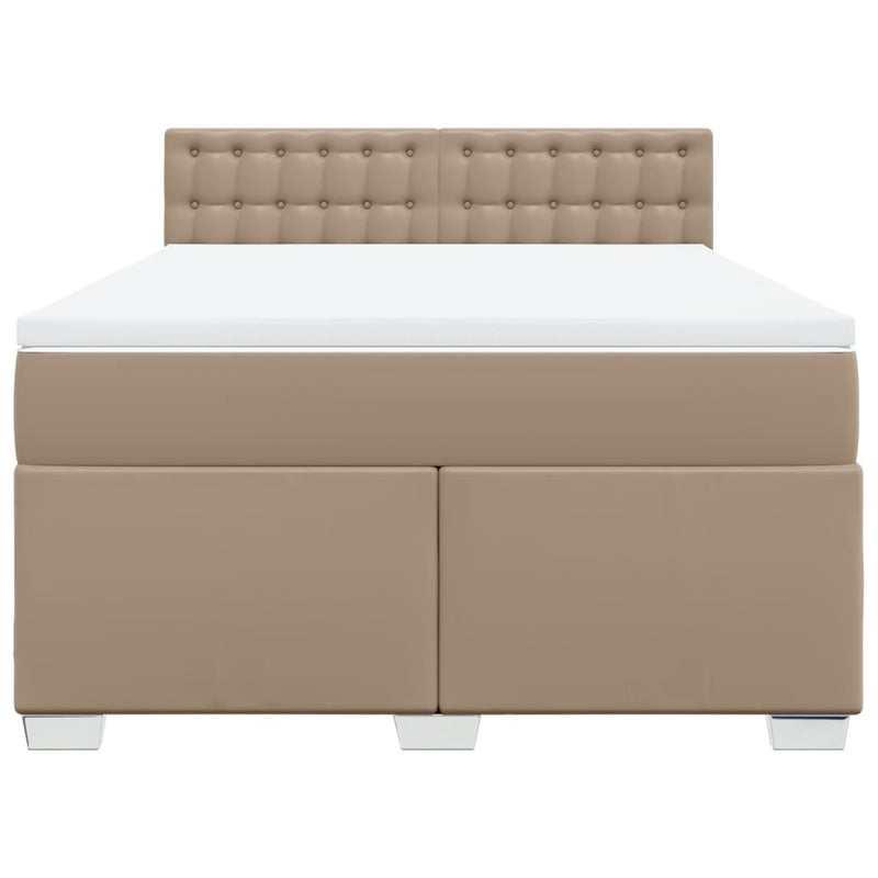 Pat box spring cu saltea, cappuccino, 160x200cm piele ecologică
