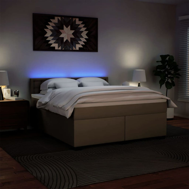 Pat box spring cu saltea, cappuccino, 180x200cm piele ecologică