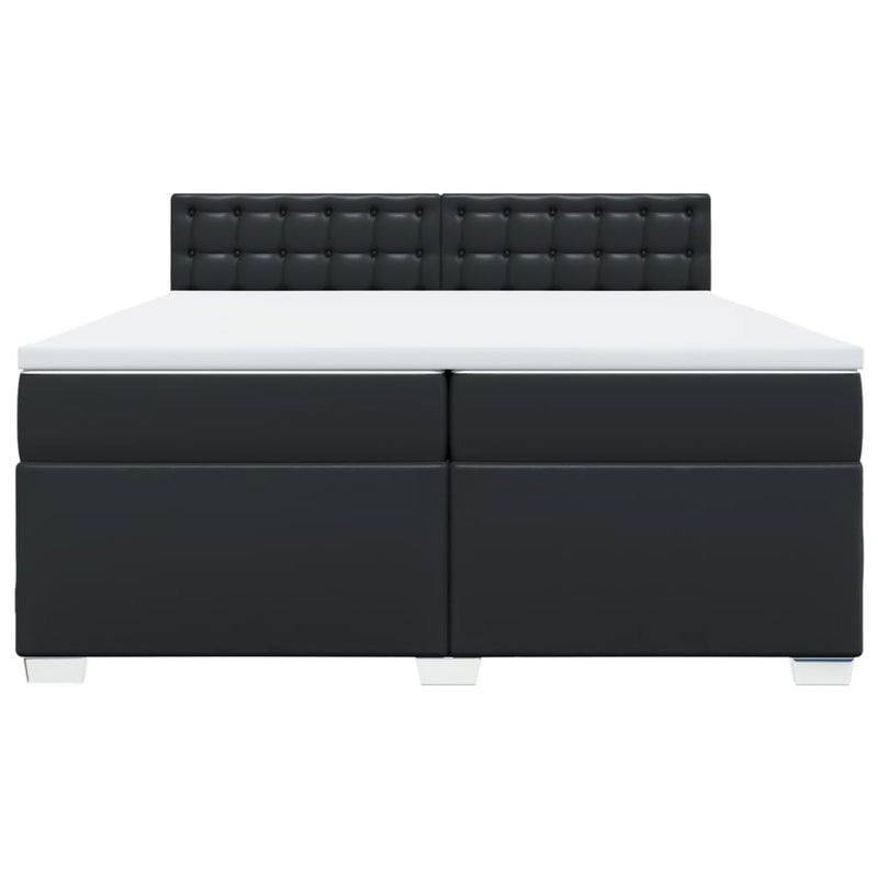 Pat box spring cu saltea, negru, 200x200 cm, piele ecologică