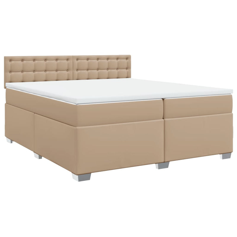 Pat continental cu saltea, cappuccino, 200x200 cm, piele eco