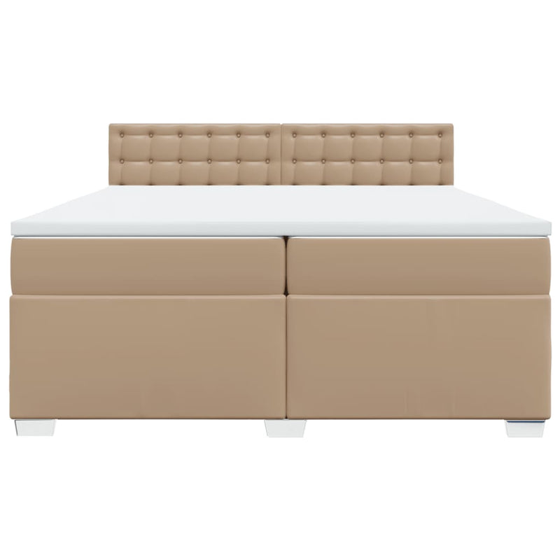 Pat continental cu saltea, cappuccino, 200x200 cm, piele eco