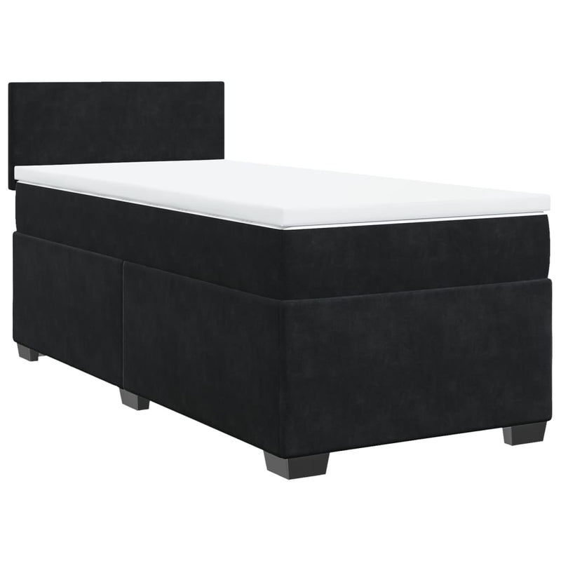 Pat box spring cu saltea, negru, 80x200 cm, catifea