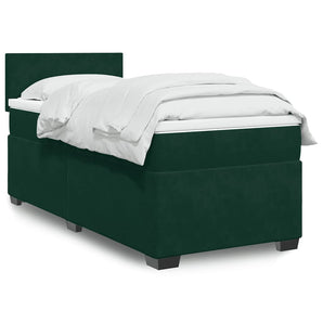 Pat continental cu saltea, verde închis, 80x200 cm, catifea