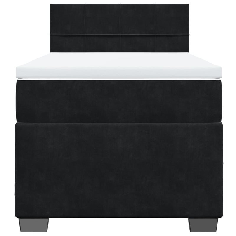 Pat box spring cu saltea, negru, 80x200 cm, catifea