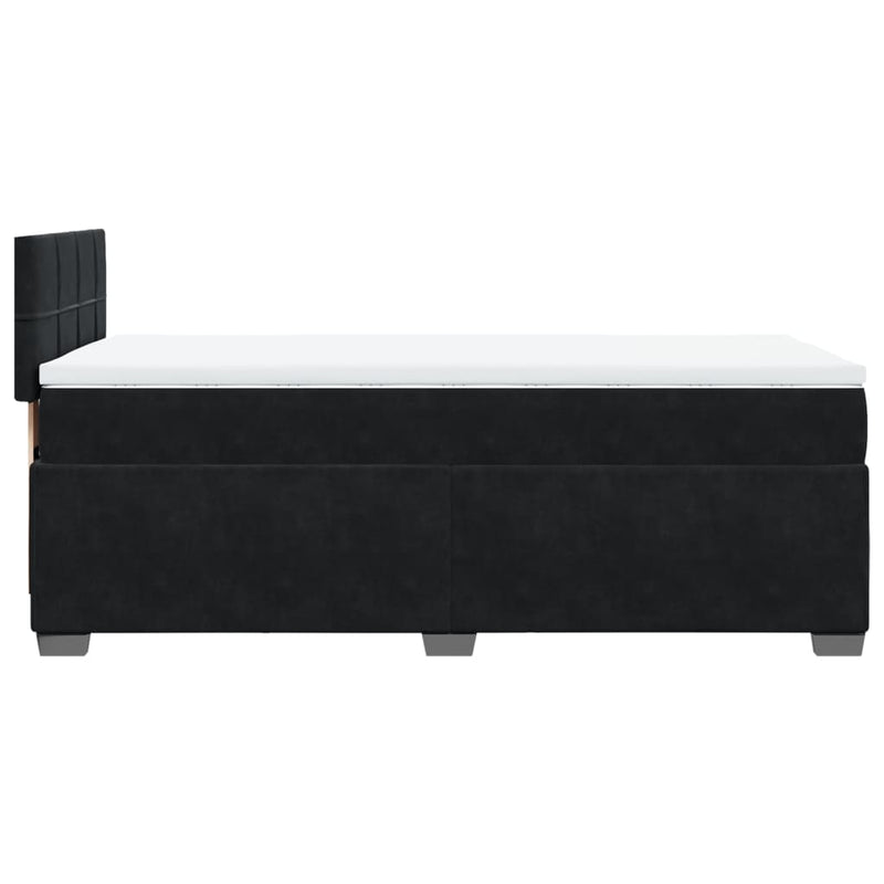 Pat box spring cu saltea, negru, 80x200 cm, catifea