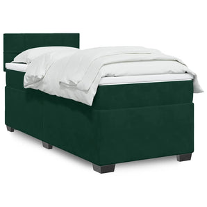 Pat continental cu saltea, verde închis, 80x200 cm, catifea
