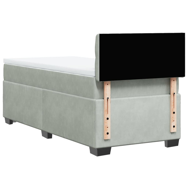 Pat continental cu saltea, gri deschis, 80x200 cm, catifea