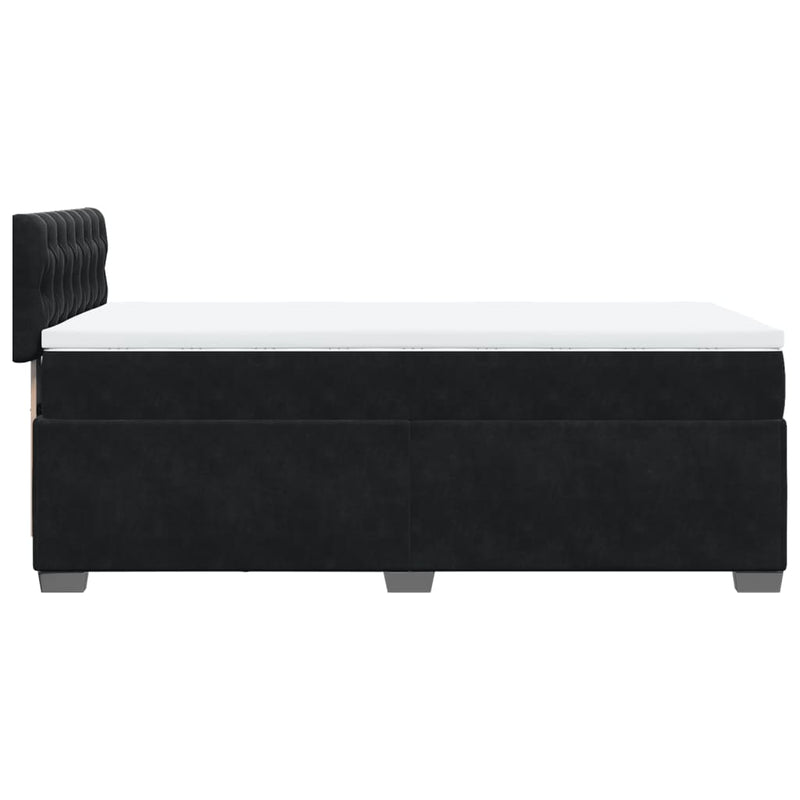Pat box spring cu saltea, negru, 80x200 cm, catifea