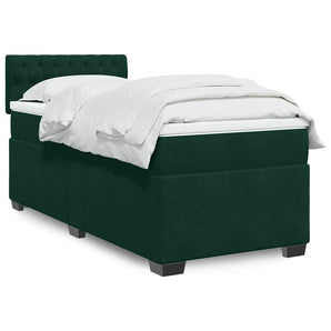 Pat continental cu saltea, verde închis, 80x200 cm, catifea