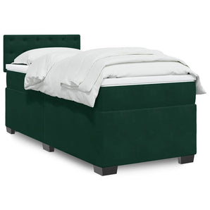 Pat continental cu saltea, verde închis, 80x200 cm, catifea