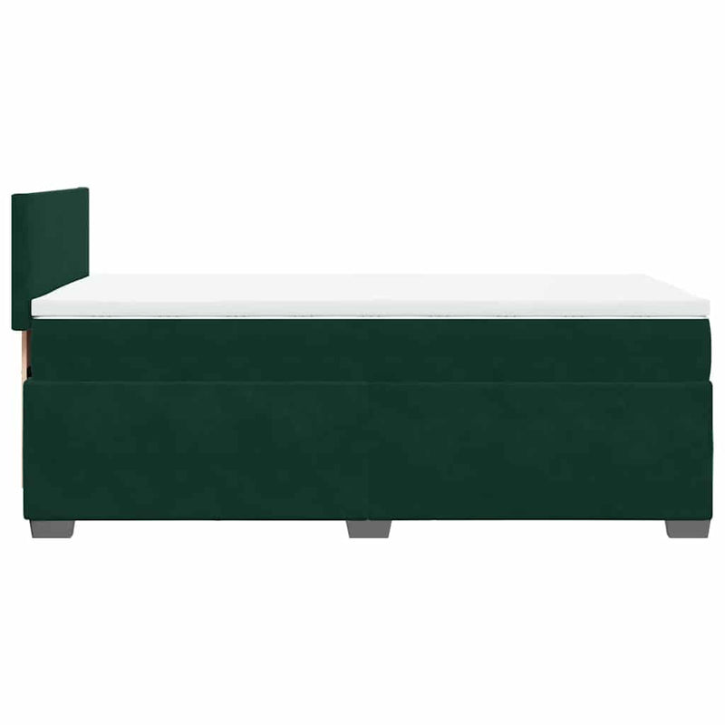 Pat box spring cu saltea, verde închis, 90x200 cm, catifea