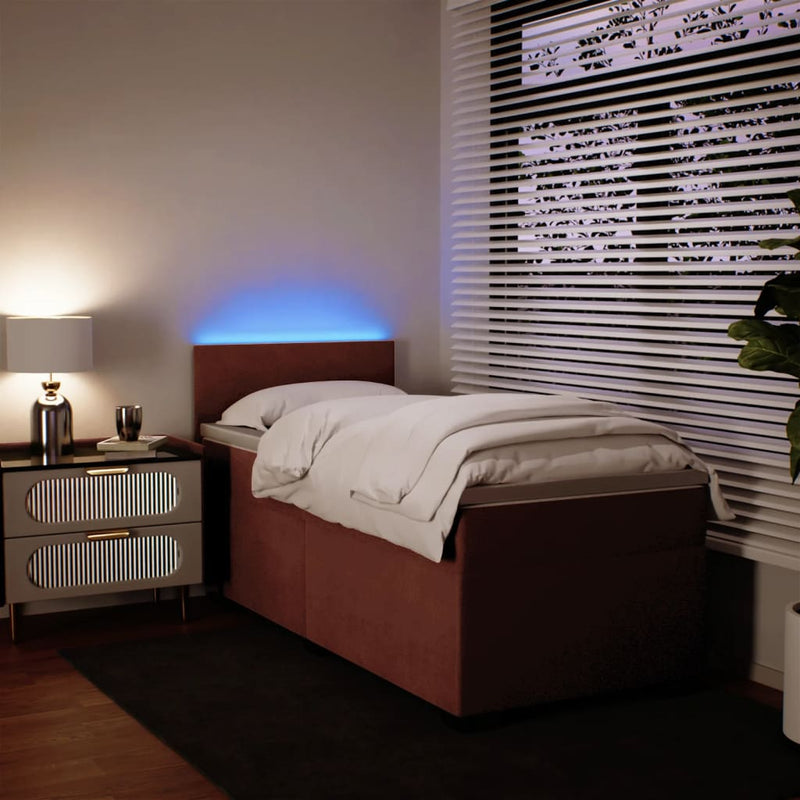 Pat box spring cu saltea, roz, 100x200 cm, catifea