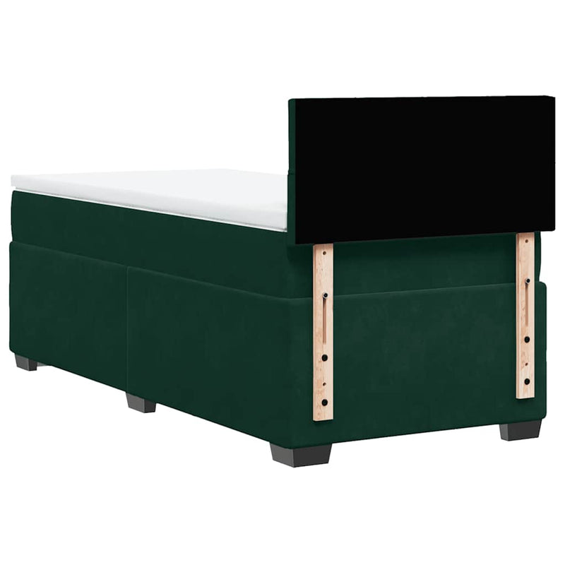 Pat box spring cu saltea, verde închis, 100x200 cm, catifea