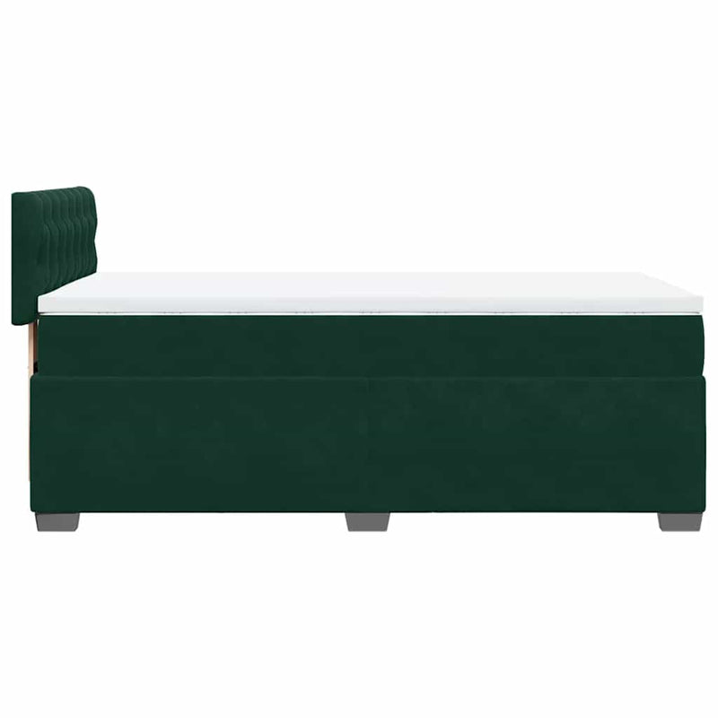 Pat box spring cu saltea, verde închis, 100x200 cm, catifea