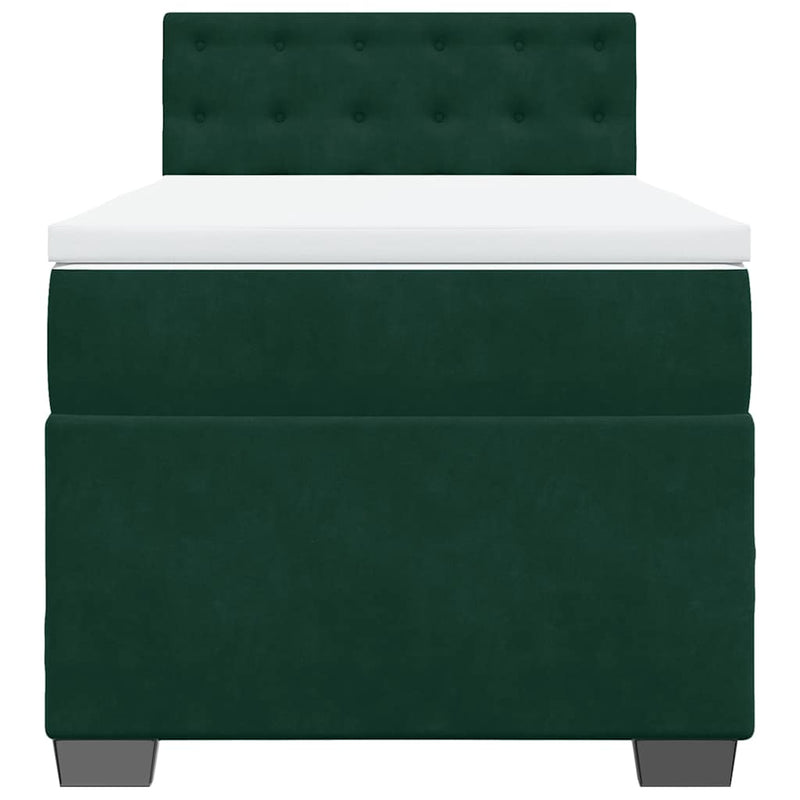 Pat box spring cu saltea, verde închis, 100x200 cm, catifea
