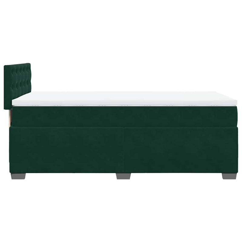 Pat box spring cu saltea, verde închis, 100x200 cm, catifea