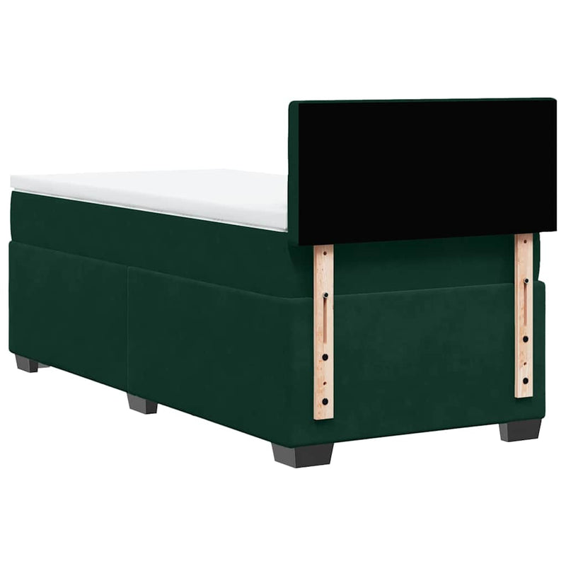 Pat box spring cu saltea, verde închis, 100x200 cm, catifea