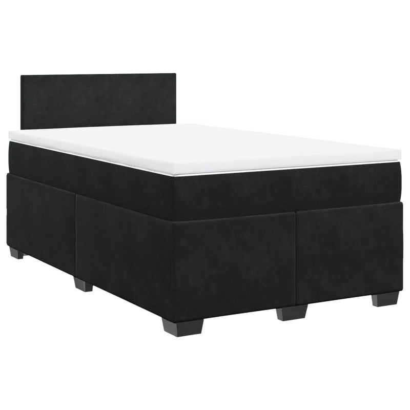 Pat box spring cu saltea, negru, 120x190 cm, catifea