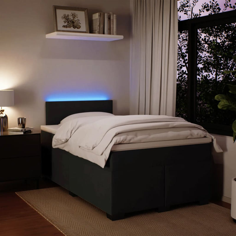 Pat box spring cu saltea, negru, 120x190 cm, catifea