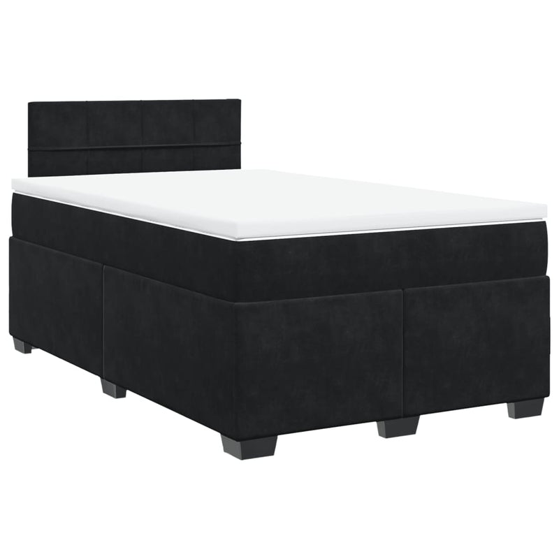Pat box spring cu saltea, negru, 120x190 cm, catifea