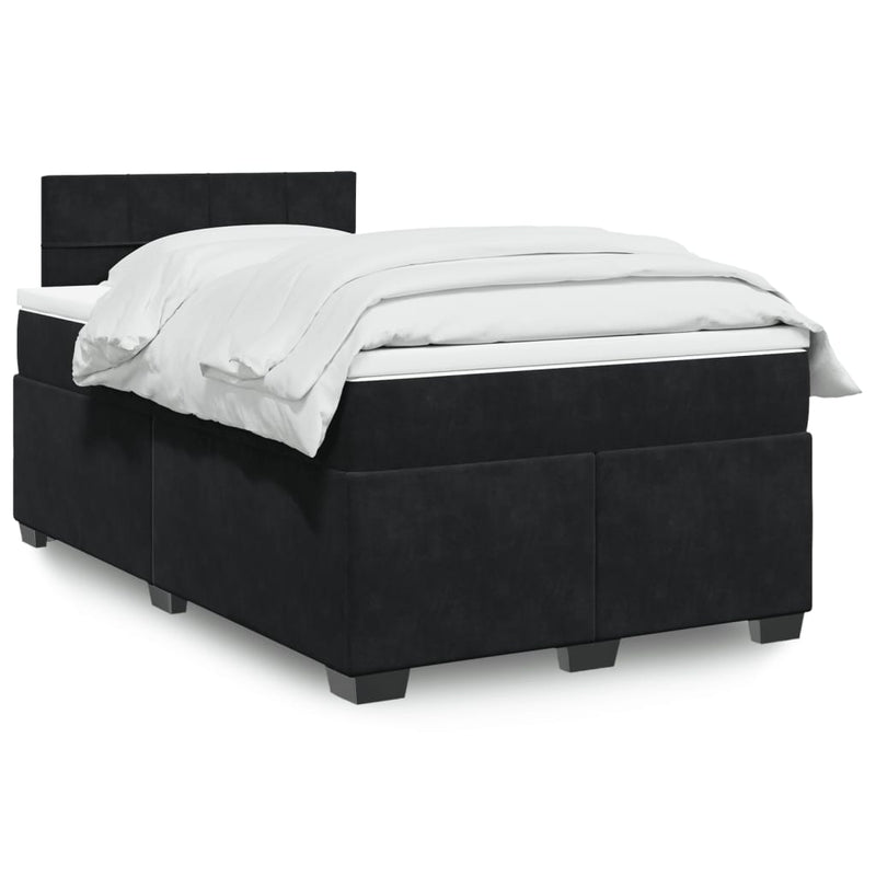 Pat box spring cu saltea, negru, 120x190 cm, catifea