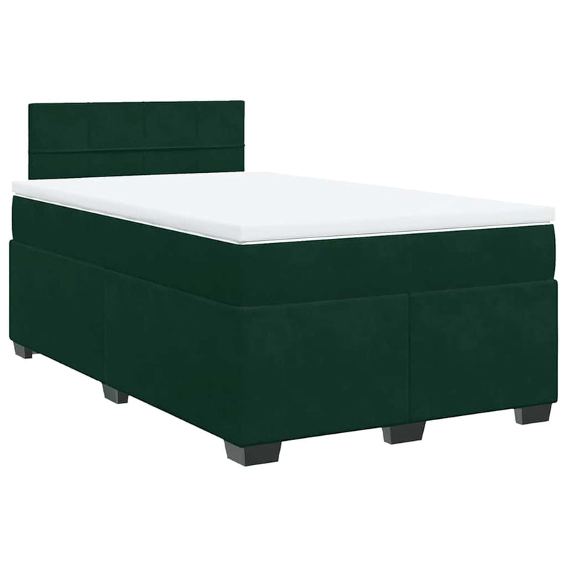 Pat box spring cu saltea, verde închis, 120x190 cm, catifea