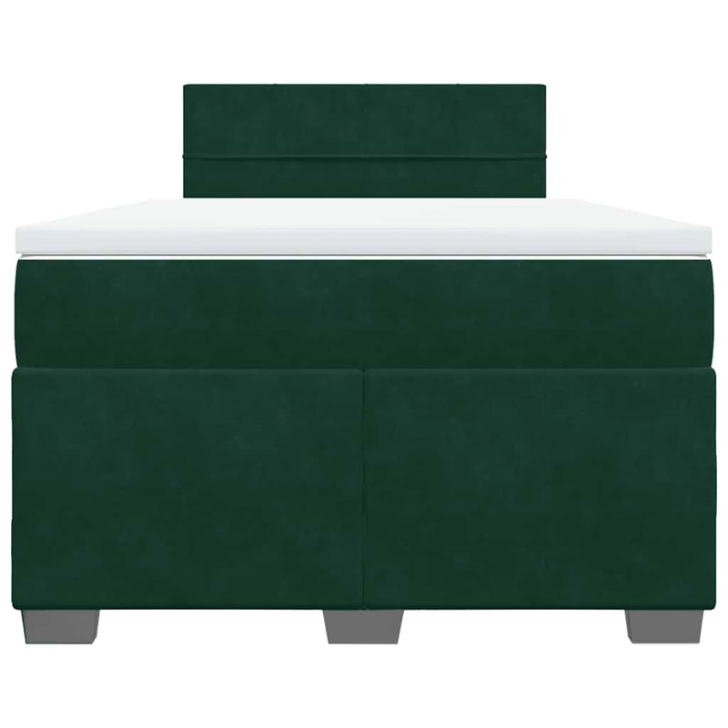 Pat box spring cu saltea, verde închis, 120x190 cm, catifea