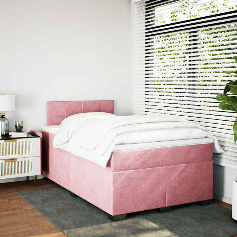 Pat box spring cu saltea, negru, 120x190 cm, catifea