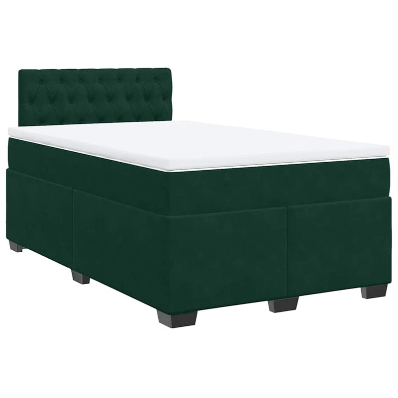 Pat box spring cu saltea, verde închis, 120x190 cm, catifea