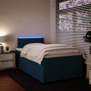 Pat box spring cu saltea, albastru, 120x190 cm, catifea