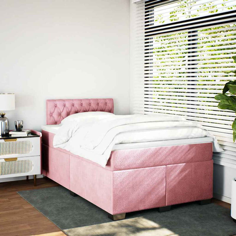 Pat box spring cu saltea, negru, 120x190 cm, catifea