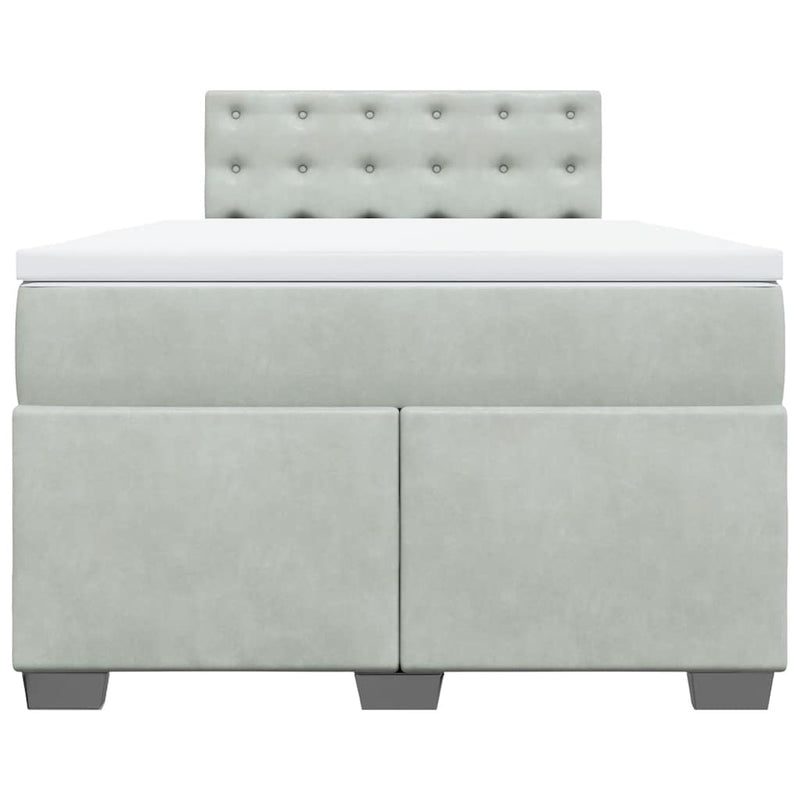 Pat box spring cu saltea, gri deschis, 120x190 cm, catifea