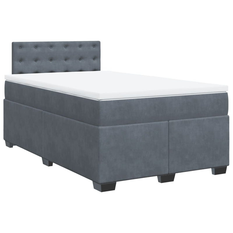 Pat box spring cu saltea, gri închis, 120x190 cm, catifea