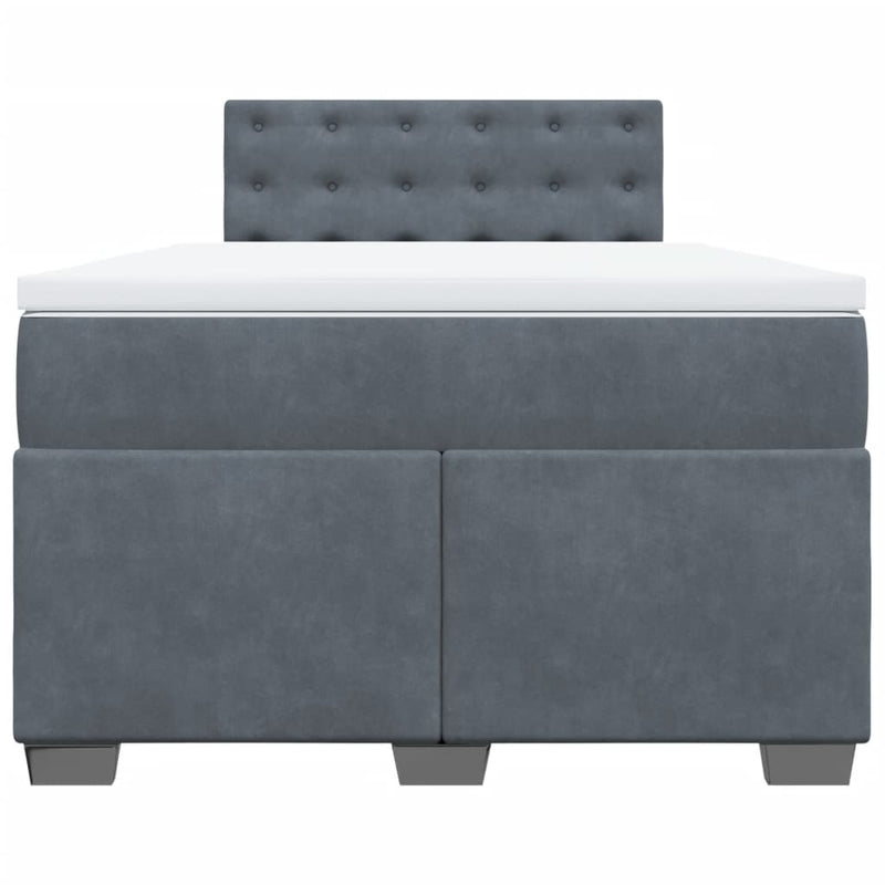 Pat box spring cu saltea, gri închis, 120x190 cm, catifea