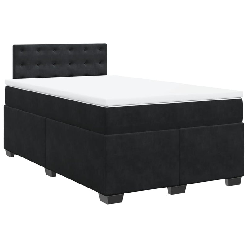 Pat box spring cu saltea, negru, 120x190 cm, catifea